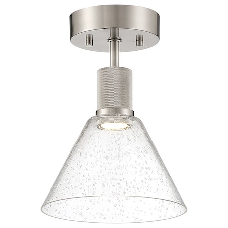 Access Lighting Port Nine Martini, Martini LED SemiFlush, Brushed Steel Finish, Seeded Glass 63146LEDD-BS/SDG